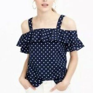 J. Crew Polka Dot Cold Shoulder Top
